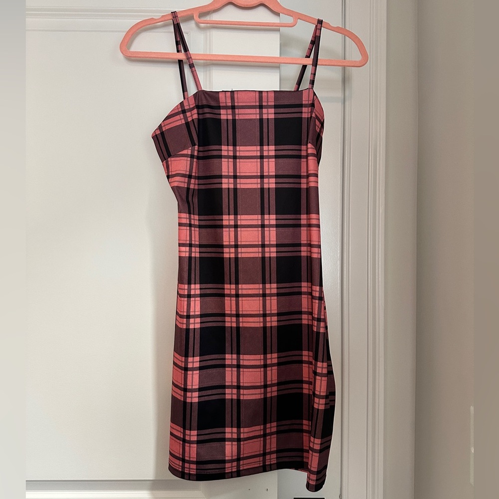 Pink & Black Plaid Mini Dress